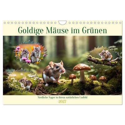 Goldige Mäuse im Grünen (Wandkalender 2027 DIN A4 quer), CALVENDO Monatskalender