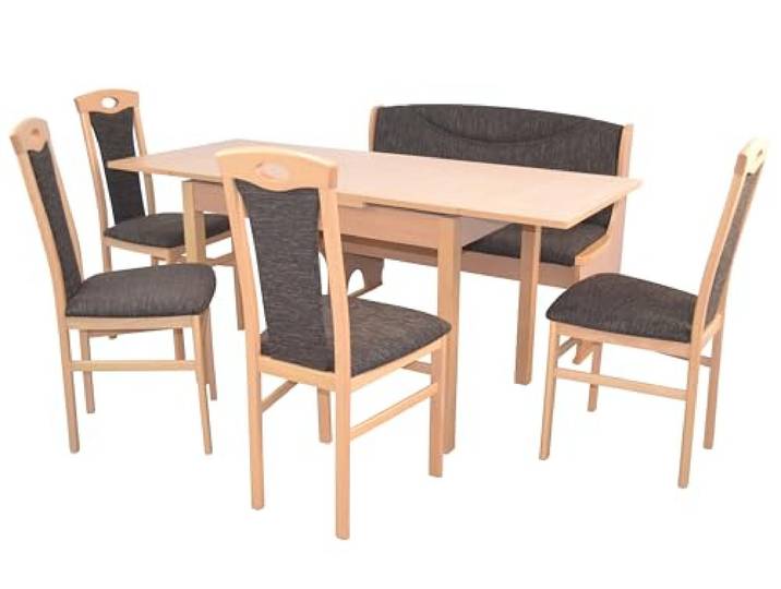 moebel direkt online Sitzgruppe 6-teilig Madrid Buche/Schoko