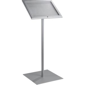 Sprintis Infoständer Menüständer aus Aluminium, silber, A3, 112,5 cm Höhe, abschließbarer Schaukasten