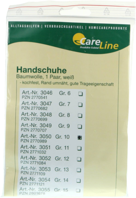 Careliv Produkte OHG HANDSCHUHE Baumwolle Gr.10 2 St 02770989