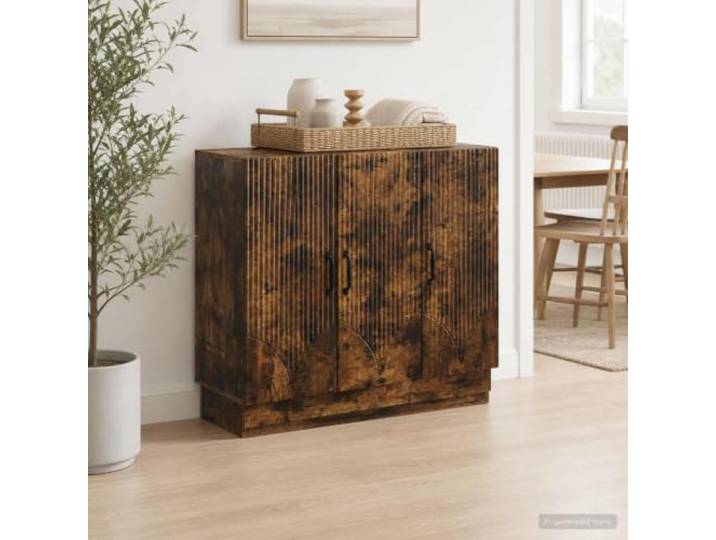 Jkghdrt Sideboard Räuchereiche 89 x 34,5 x 77 cm Holzwerkstoff mit Stauraum Modernes Design, stabile Verarbeitung, vielseitig einsetzbar, einfacher Aufbau, pflegeleichte Oberfläche