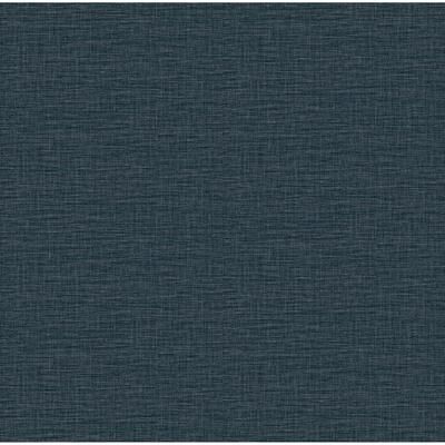 A-Street Prints Lela Navy Faux Linen Wallpaper