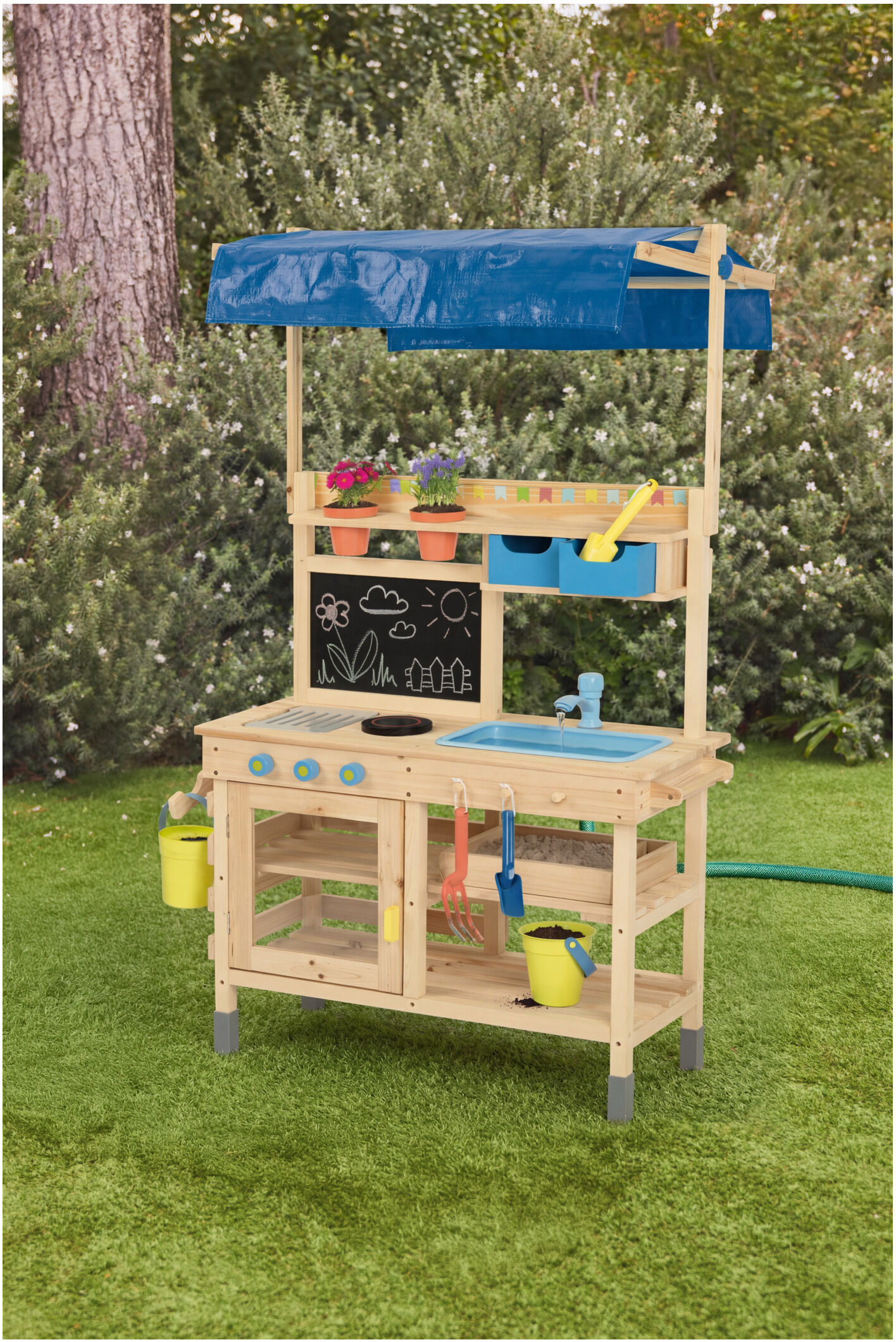 LUPILU® Matschküche Holz mit Dach