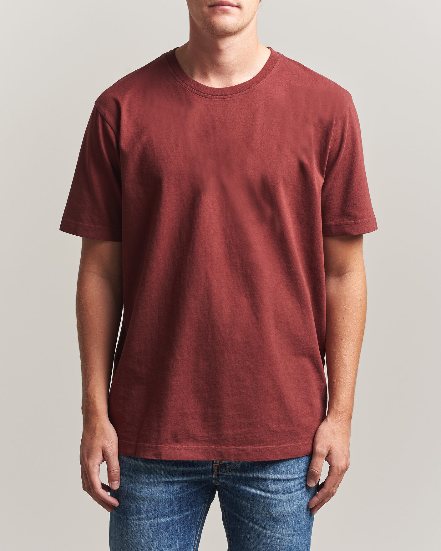 Nudie Jeans Uno Everyday Crew Neck T-Shirt Burgundy men L Rød