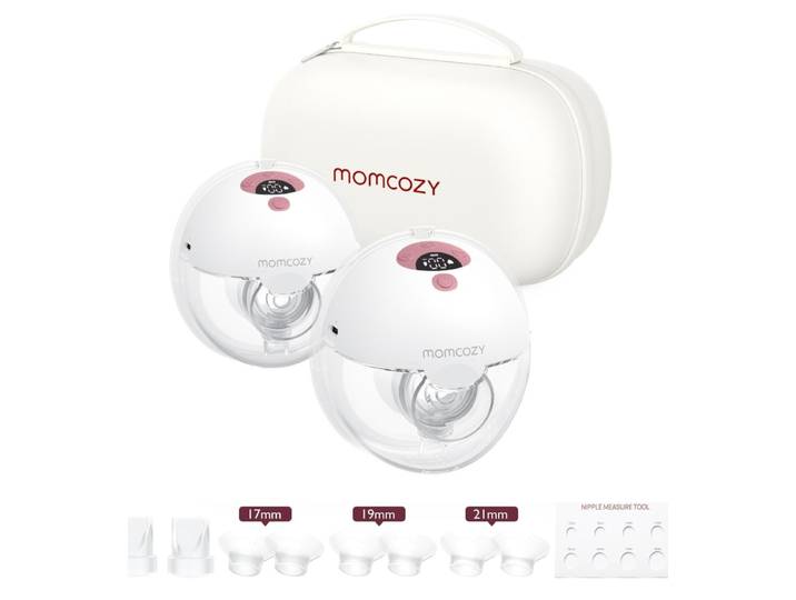 Momcozy M5 Tire-lait à porter, Tire-lait électrique sans fil mains libres, 3 modes 9 niveaux d'aspiration, sans BPA, Portable et léger, Anneau de 24 mm, Lot de 2 rouge douillet