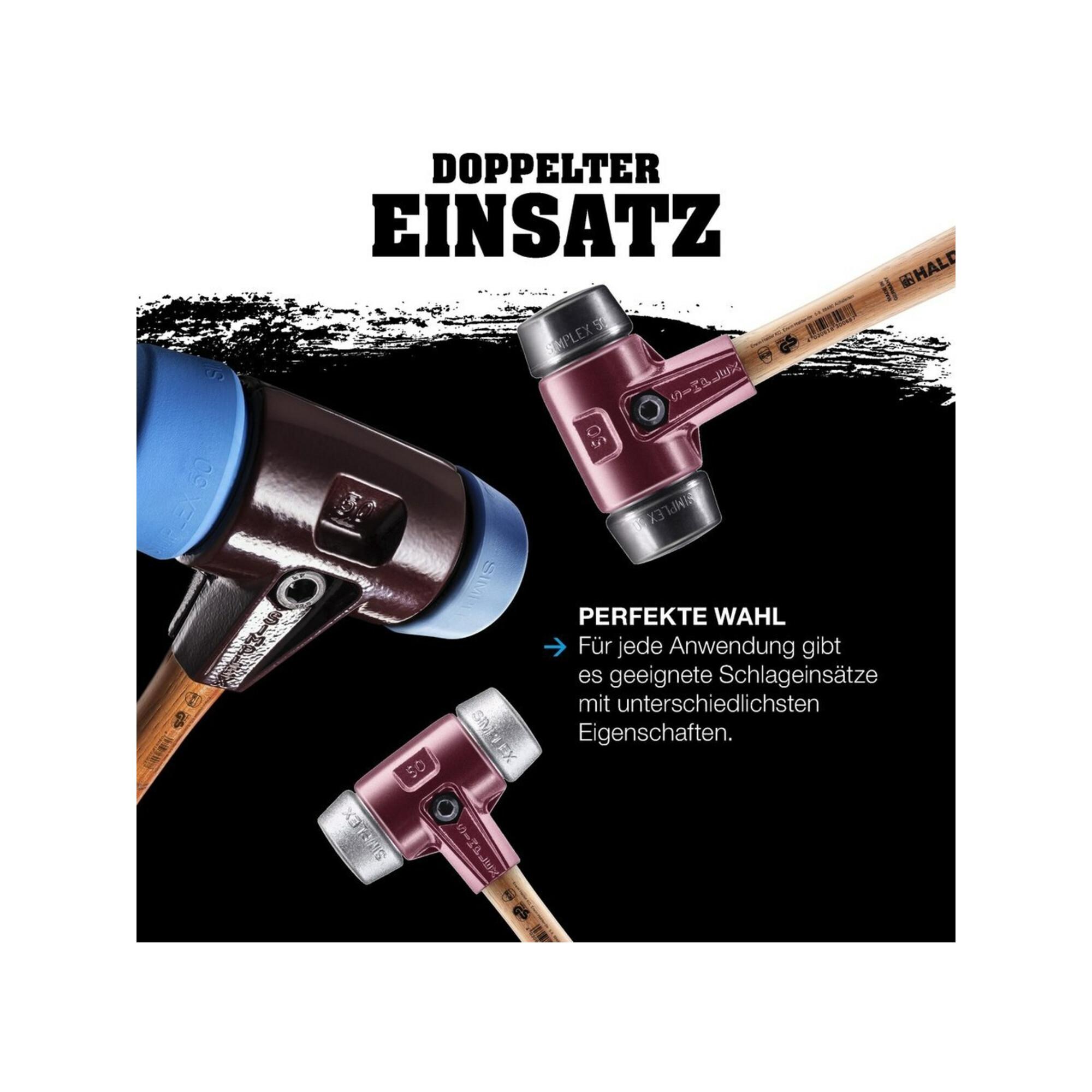 Halder SIMPLEX-Schonhammer mit Kunststoff-Einsätzen (rot) 50G mm (3006.050)