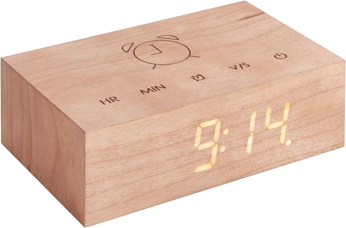 Houten Wekker met Flip Click Klokfunctie en LED Verlichting