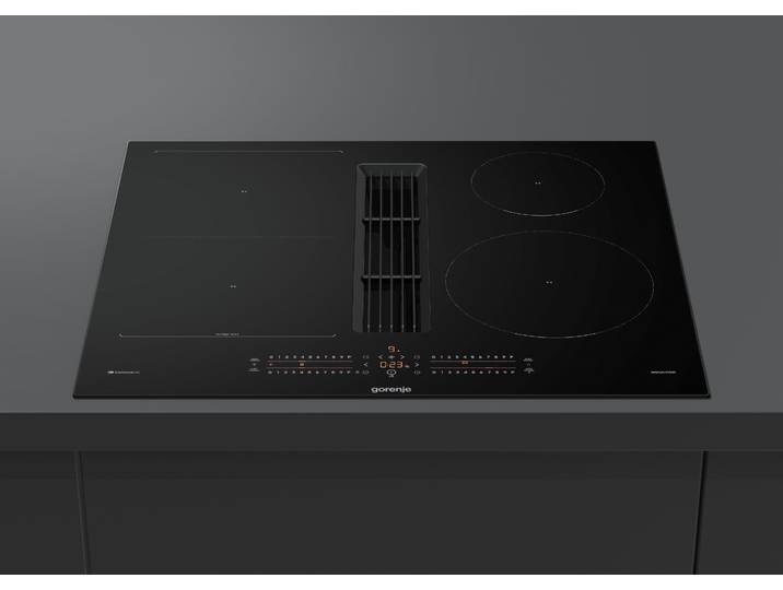 GORENJE Kochfeld mit Dunstabzug GEH6432BSCWF , Energieeffizienz: A+++ (A+++-D), schwarz, B:60cm H:23,3cm T:52cm, Kochfelder, 60cm Induktionskochfeld mit Dunstabzug