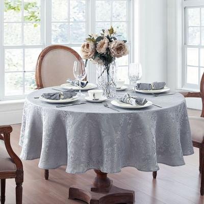 Threadmade Home Llc "Ensley Round Tablecloth, 70"" Diameter, Silver"