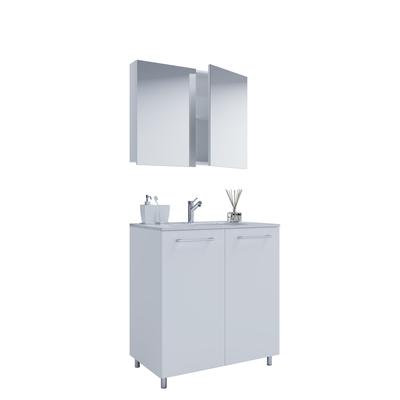 Waschtisch VCM "3-tlg. Waschplatz Waschtisch Badinos Drehtür SC", weiß, B:60cm T:46cm, Waschtische, Waschtisch