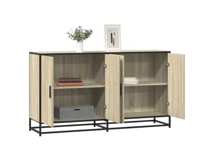 Jkghdrt Sideboard Sonoma-Eiche 134x35x76 cm Holzwerkstoff mit Metallgestell Sideboard, Kommode, Anrichte, Holzwerkstoff, Metallgestell, Sonoma-Eiche, Stauraum, Schlafzimmer, Wohnzimmer, Flur