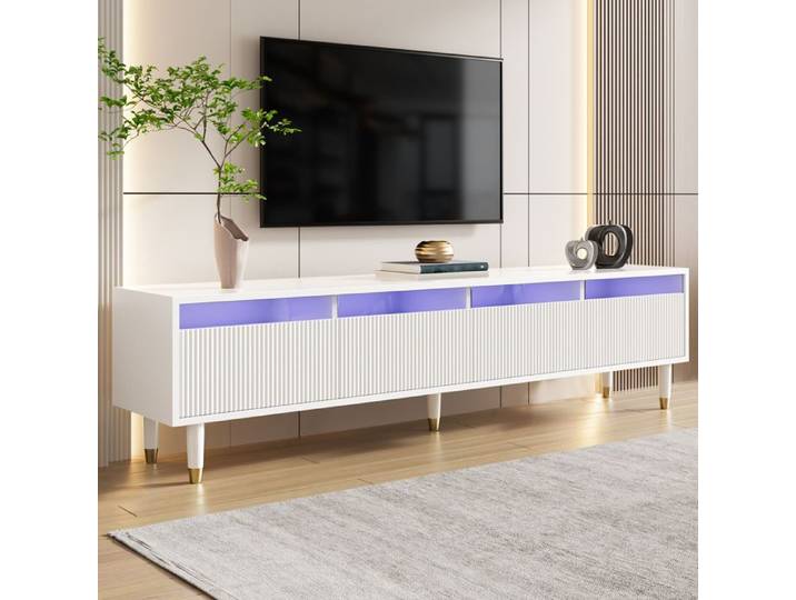 Meuble TV - TANANT - Élégant - 4 tiroirs - Éclairage LED - Style moderne