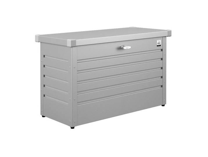 Biohort Kissenbox, Silberfarben, Metall, 101x61x46 cm, Qualität aus Österreich, Deckel aufklappbar, absperrbar, integrierte Durchlüftung, wartungsfrei, regenwasserdicht, Gartenzubehör, Gartenbox