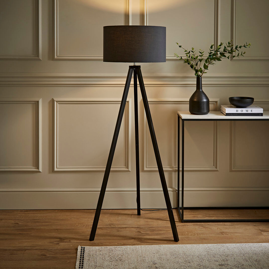 George Oliver 130 H cm Tripod Floor Lamp Grey 130cm H X 24.5cm W X 41cm D