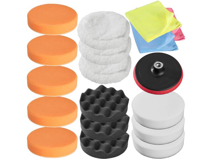 Set d'éponges de polissage et 1 disque de polissage Auto - 18 pcs - blanc
