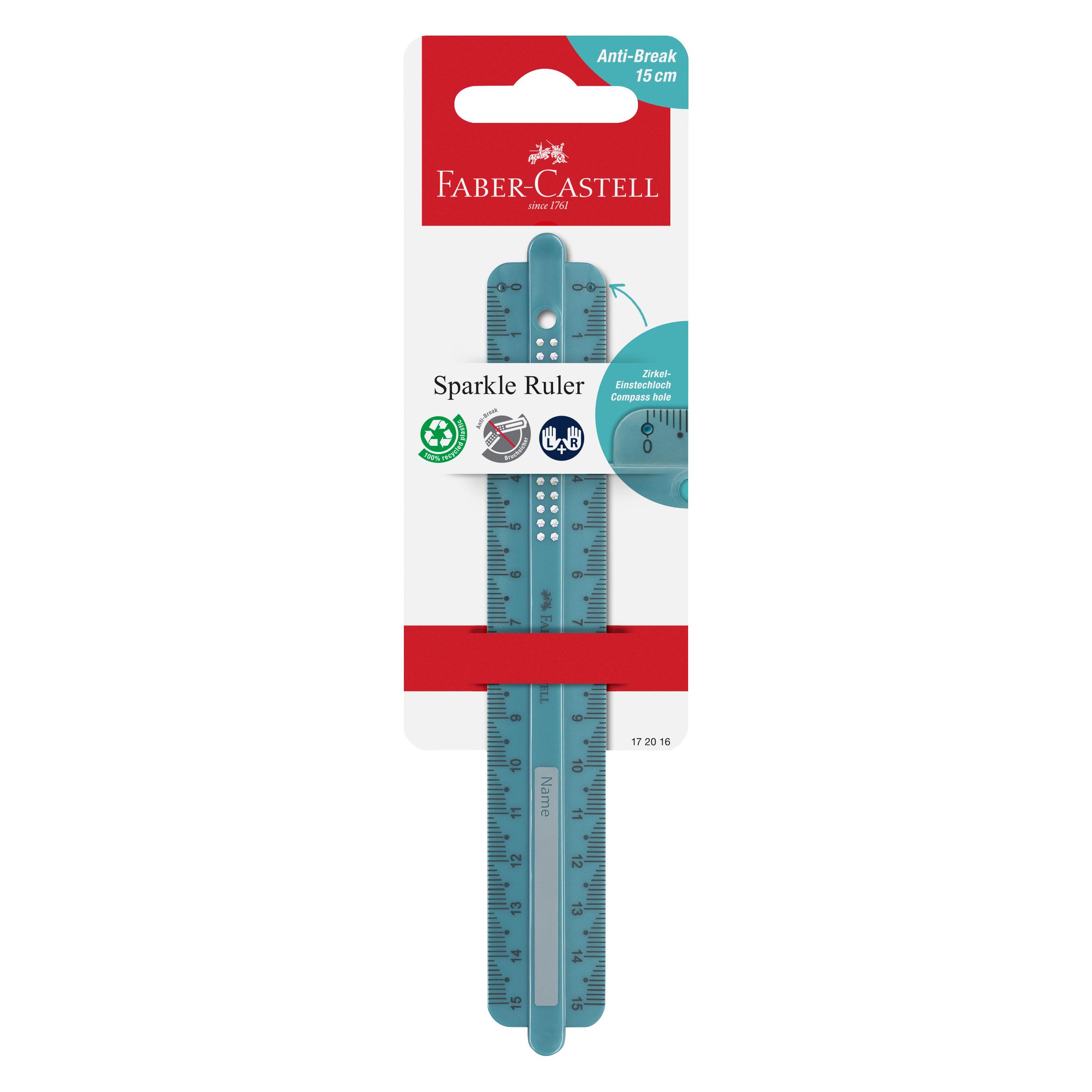 Faber-Castell Lineal Sparkle, 15 cm. Farbe: ocean (15 cm, Kunststoff) (172016)