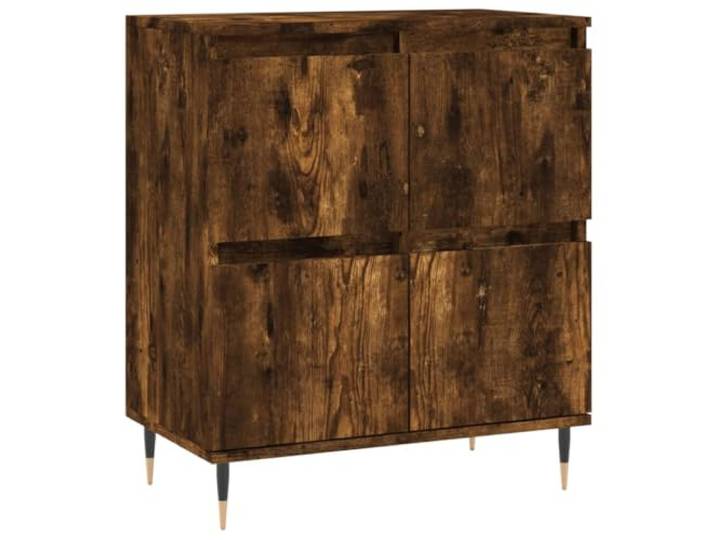 Roanoer Sideboard Räuchereiche 60x35x70 cm Kommode Holzwerkstoff Eisen Kompakte Kommode für Wohnzimmer und Schlafzimmer mit stabilen Eisenbeinen und praktischem Stauraum.