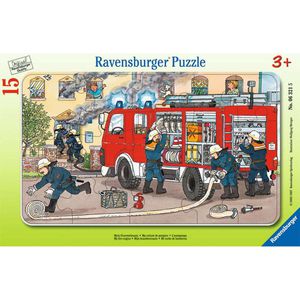 Ravensburger Puzzle 06321, Mein Feuerwehrauto, Rahmenpuzzle, ab 3 Jahre, 15 Teile