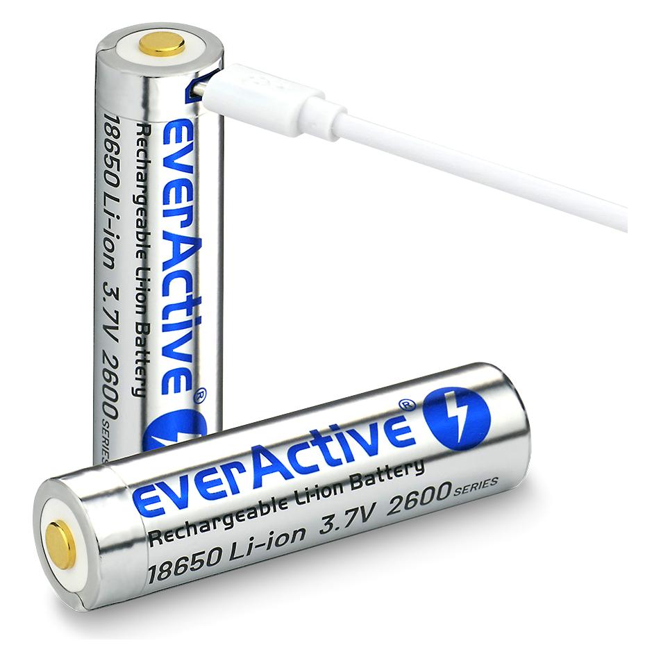 Everactive AKUMULATOR 18650 3 7V LI-ION 2600MAH MICRO USB Z ZABEZPIECZENIEM BOX EV18650-2 (1 Stk., 18650, 2600 mAh) (EV18650-26M)