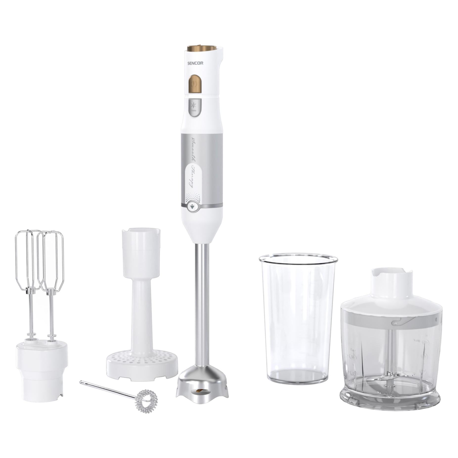 Sencor SHB 6441WH weiss / Stabmixer / 1200W / Behälter 800 ml / Zerkleinerer 500ml / Schneebesen (8590669346271)