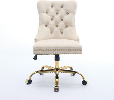 DEVERA Velvet Office Chair Tufted Adjustable Swivel Desk Chair