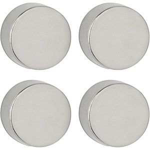 Maul Magnete 61826, silber, Neodym Magnet, Ø 15 mm, Höhe 10 mm, Scheibenmagnet, 4 Stück