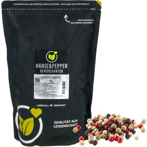 Hanse&Pepper Pfeffer Premium Qualität, ganze Körner, bunt, im wiederverschließbaren Beutel, 1 kg