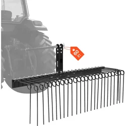 VEVOR Rasentraktor Rechen 150 cm, Rasenstriegel mit 26 Federzinken, Rasenlüfter für Traktoren der Kategorie 1, Vertikutierer mit 3-Punkt-Aufhängung, Traktoranbaugerät für Laub & Kiefernnadeln