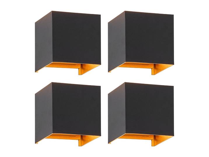 Nettlife 4Wandleuchte Inspiration, Schwarz, Metall, LED integrated, 10x10x10 cm, Lampen & Leuchten, Innenbeleuchtung, Wandleuchten