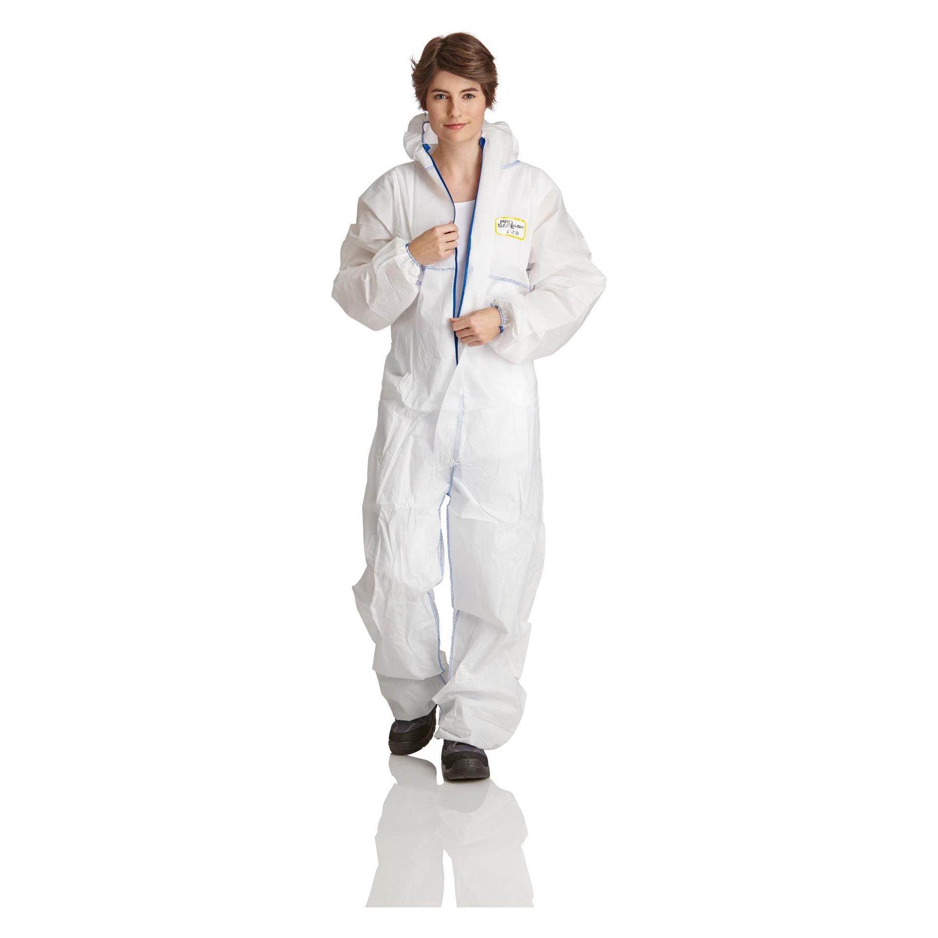 ProSafe LIGHT, SMS-Overalls, Kapuze, Arm-,Bein- Taillengummi, weiss, CAT.III, Typ 5+6, VE 50 Stück (XL) (SMS-XL)