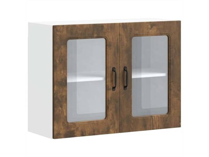 fsahslih Küchen-Hängeschrank mit Glastür Kalmar Räuchereiche 80 cm Kompakter Wandschrank schafft Ordnung in Küche, Flur oder Schlafzimmer und schützt Geschirr staubfrei hinter Glas.
