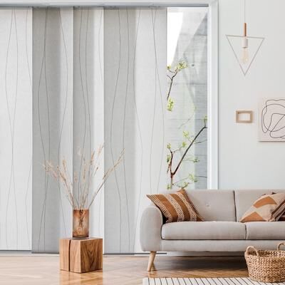 "GoDear Design Light Filtering Natural Woven Adjustable Sliding Panel Track, Vertical Blinds, Minimalist, 45.8""- 86"" W x 96"" L"