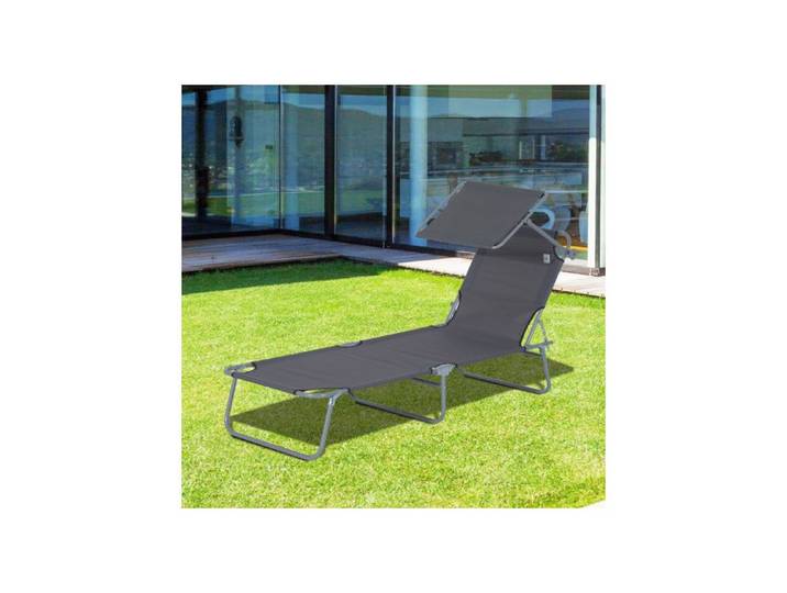 Transat de jardin - Transat pliable avec auvent - Tissu Oxford résistant - Cadre métal peint - Support 120 kg