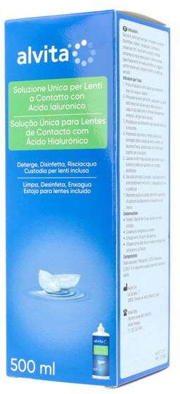 Alvita Soluzione Unica per Lenti a Contatto con Acido Ialuronico 500 ml