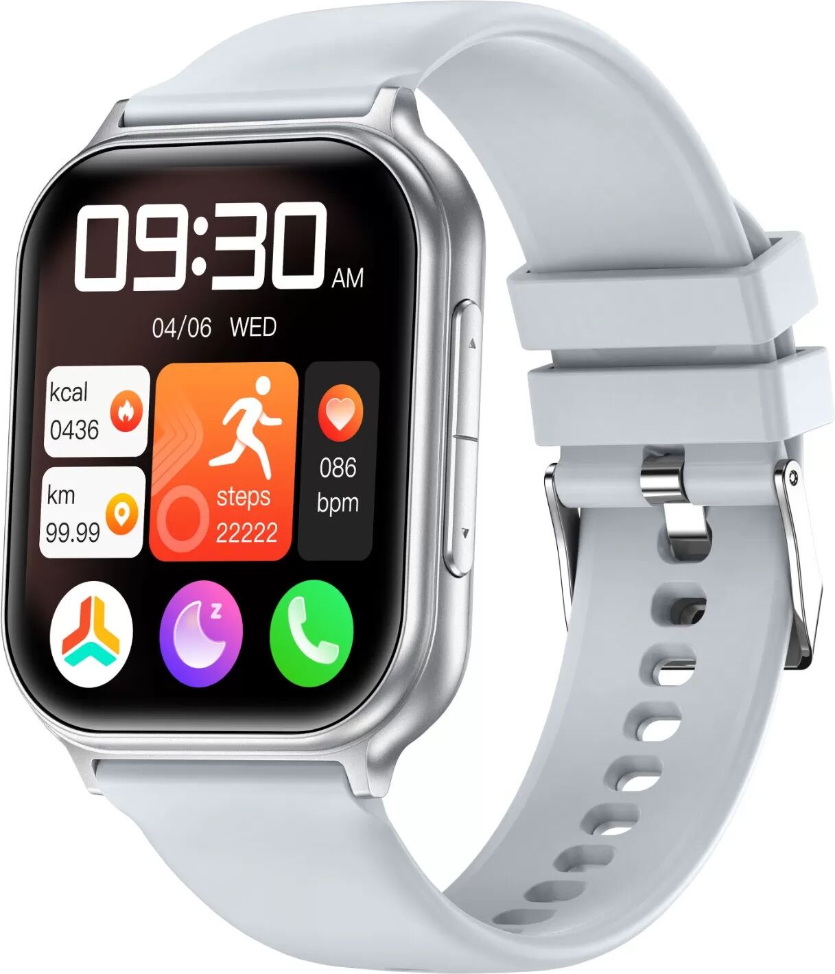 INF Multifunktionale Smartwatch mit Gesundheitsüberwachung und Bluetooth-Anrufunterstützung Silber