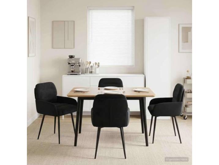Esszimmerstühle 4 stk. Samt Schwarz mit Metallrahmen 59 x 59,5 x 90 cm Samt Schwarz, Metallrahmen, Schaumstoffpolsterung, Armlehnen Polyester, atmungsaktiver Sitz, pflegeleichte Reinigung