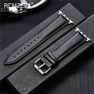 Uplifted Finds Calfskin Genuine Leather Watchband 38mm 40mm 41mm For Apple Watch 42mm Or 44mm Or 45mm black b s