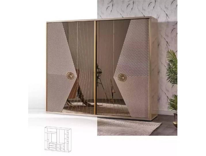 JVmoebel Schwebetürenschrank Beiger Schwebetürenschrank aus Holz mit modernem Design (1-St., Schwebetürenschrank) Made in Europa