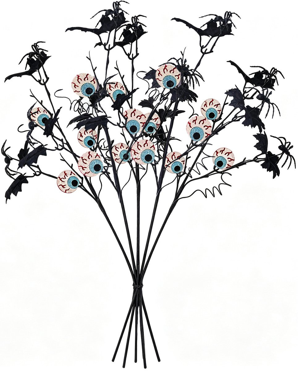 Set van 5 zwarte kunstbloemen voor Halloween decoratie, 54 cm