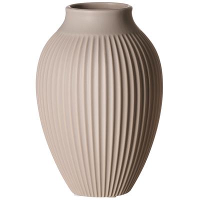Tischvase RITZENHOFF & BREKER "Vase Alsta, 13/13/19 cm, Weiß, Grau oder Beige, bauchige Vase", beige, B:13cm H:19cm T:13cm Ø:13cm, Steingut, Vasen, mit feiner Rillenstruktur
