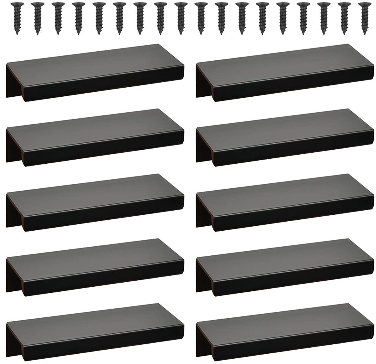 Set van 10 zwarte aluminium verborgen handgrepen voor keukenkasten