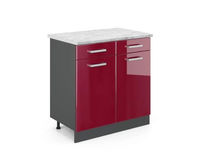 Vicco Küchenunterschrank R-Line, Rot Hochglanz, 80 cm