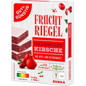 Gut&Günstig Fruchtriegel Cranberry Kirsche, je 30 g, 5 Riegel