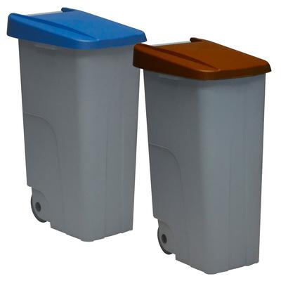 WellHome - Set geschlossener Behälter 110L Blau und Braun 88cm