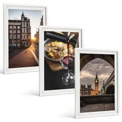 BILDER SET 3er Set - 40x60 cm Weißer Rahmen - Bilder von Essen in der Stadt London