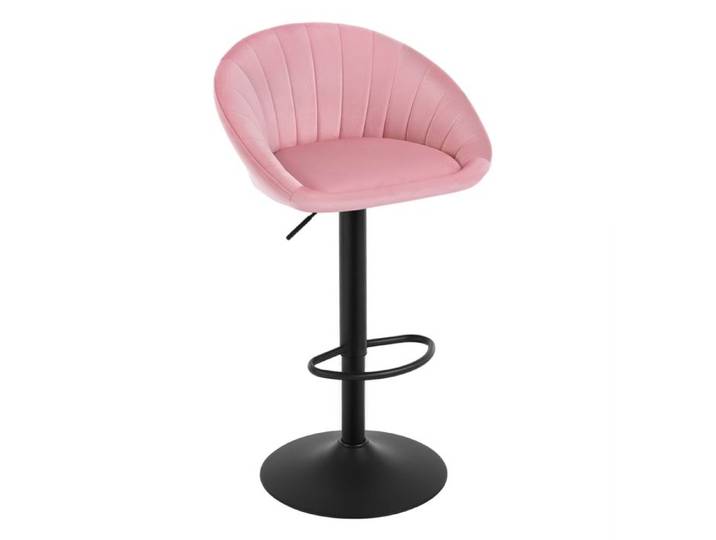 Tabouret Bar WOLTU - Tabouret Cuisine Pivotante en Velours - Réglable en Hauteur - Rose W0ATT0870-1
