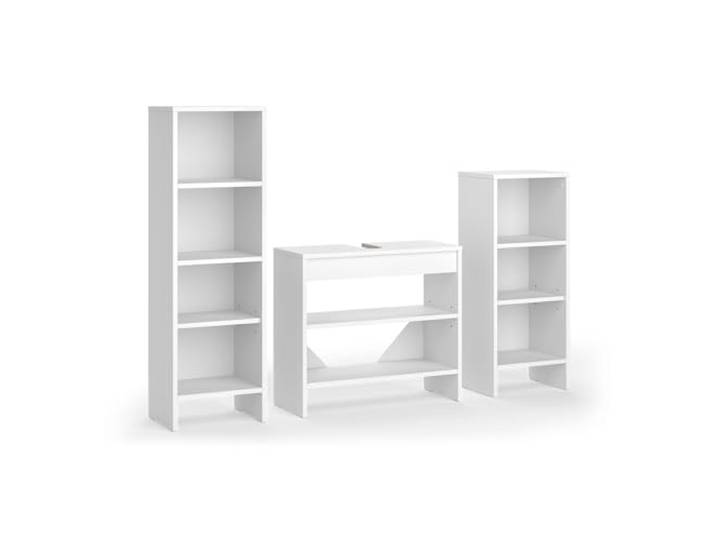 Vicco Badmöbel-Set Karli , Weiß 3-teilig · Waschtischunterschrank · Hochregal · Badregal