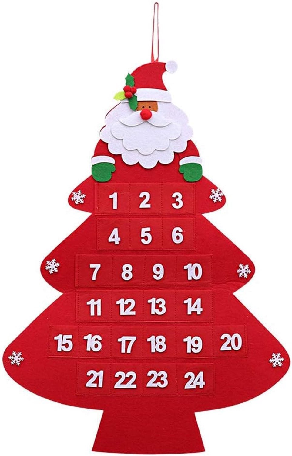 CHUANGOU Advent Kalender met Kerstman Ontwerp voor 24 Dagen, Hangende Doek