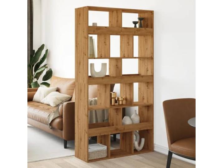 Raumteiler Artisan-Eiche Holzwerkstoff, 100x33x187,5 cm, mit 15 Fächern Feuchtigkeitsresistent, stabil, pflegeleicht, vielseitig einsetzbar, glatte Oberfläche