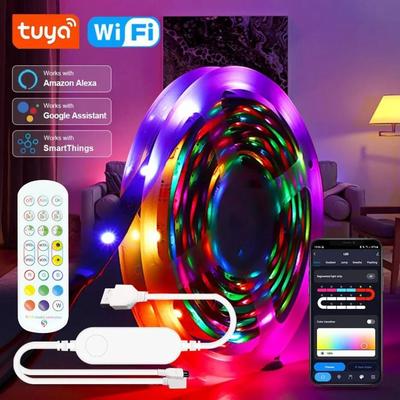 Uplifted Finds USB LED Strip Lights Tuya RGB 5050 Color Changing Tape 0.5 Meter 19.69 In tuya Wifi app 24 Key